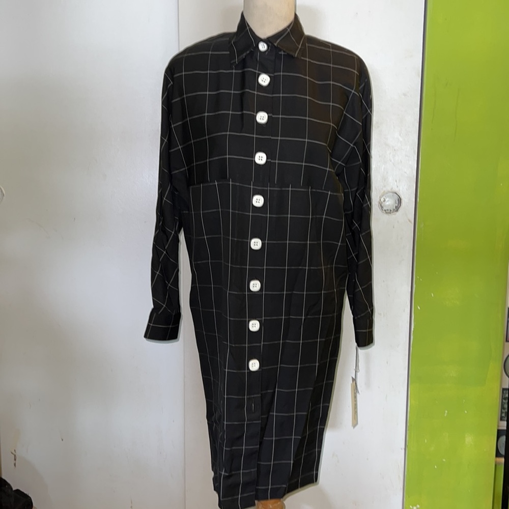 Chetta B vintage size 6 black/white plaid long sleeve dress New With Tags - Picture 10 of 15